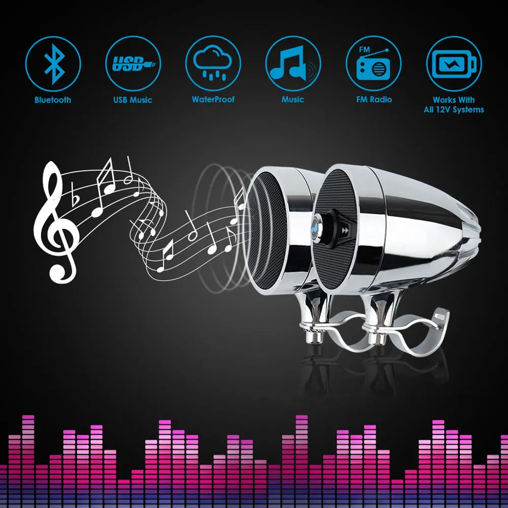Бренд Lexin 3 дюймов мотоцикл bluetooth динамик аудио звуковая система стерео Встроенный FM радио