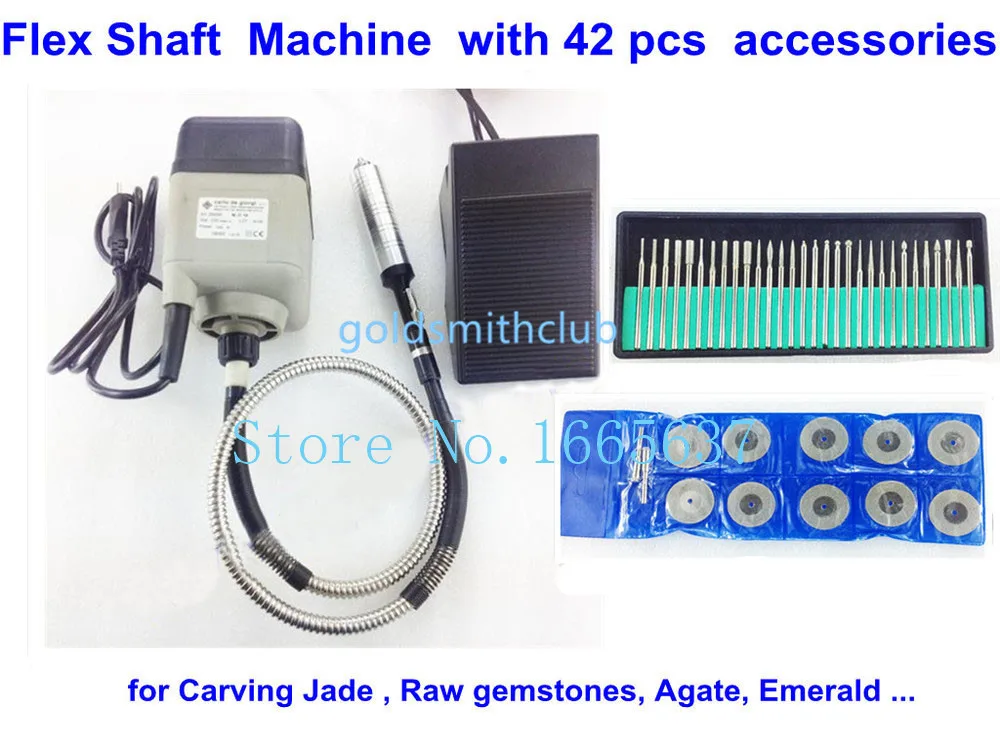 Promotion Flex Shaft Machine Jewelry Grinding Machine for Carving Jade Raw gemstones Agate Emerald with 42pcs Accessories