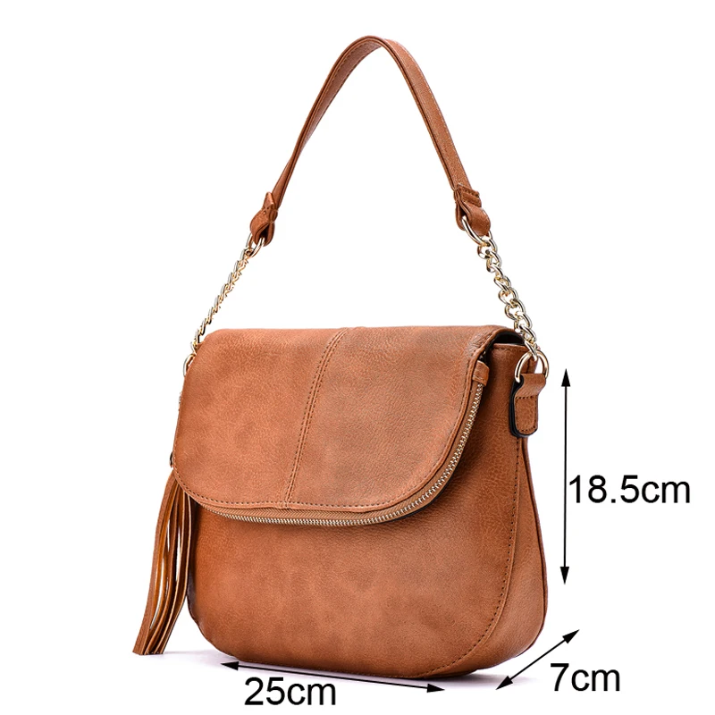 Jiessie&ampAngela New Famous Brand Women Bag Leather Fashion Lady's Tote Tassel Handbag For Girls Vintage Shoulder Purse | Багаж и