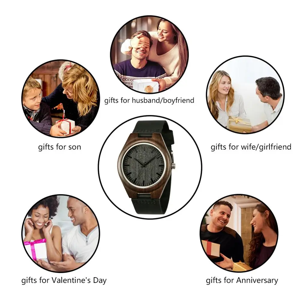 

Wooden Watches Personalized Engraved Wood Watch Male Anniversary Birthday Graduation Gift for Husband Love Dad Mom Son Friend