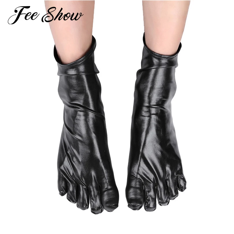 1 пара новинка унисекс Wetlook лакированная кожа короткие носочки костюмы