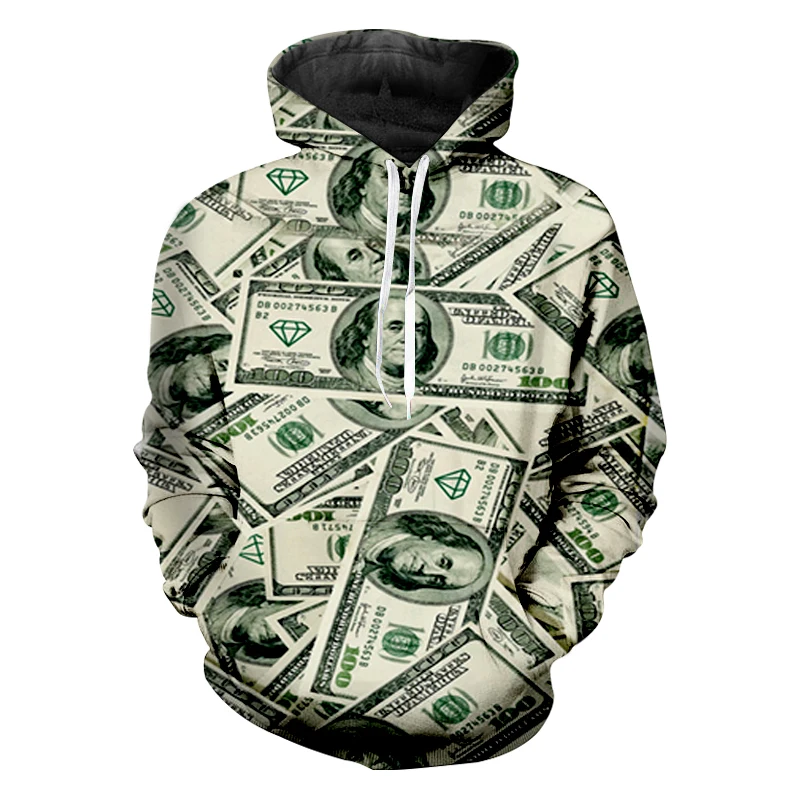 

CJLM Hoodies Men 3d Sweatshirts Print Money Dollars Hooded Hoody Casual Long Sleeves Hoodie Outwear Tracksuits Full Printing 6XL