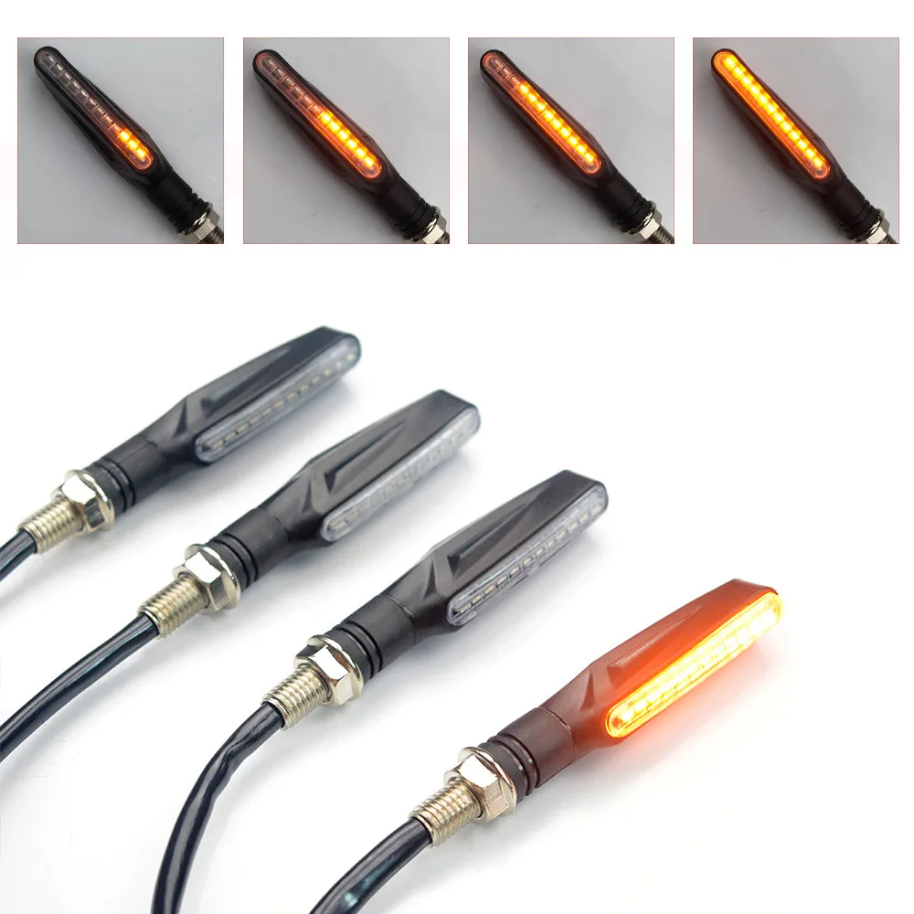 

Mooreaxe 4 pieces Motorcycle LED Flashing Running Turn Signal Stop Indicator Flexible Waterproof Flowing Light For Harley Honda
