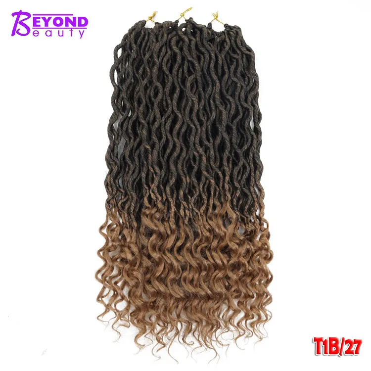 T1B/27 Вязание крючком богиня Locs волосы для наращивания Faux Locs Curly крючком косички Омбре синтетические плетеные волосы богемные замки за пределами красоты - Цвет: T1B/27