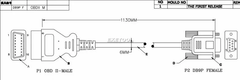 OBD2 16Pin для DB9 серийный женский оптический кабель авто аксессуары OBD Удлинительный