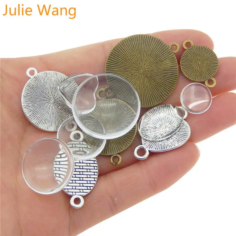 Julie Wang 6 шт. смешанный сплав пустая оправа коннектор кабошон со стеклом ювелирные