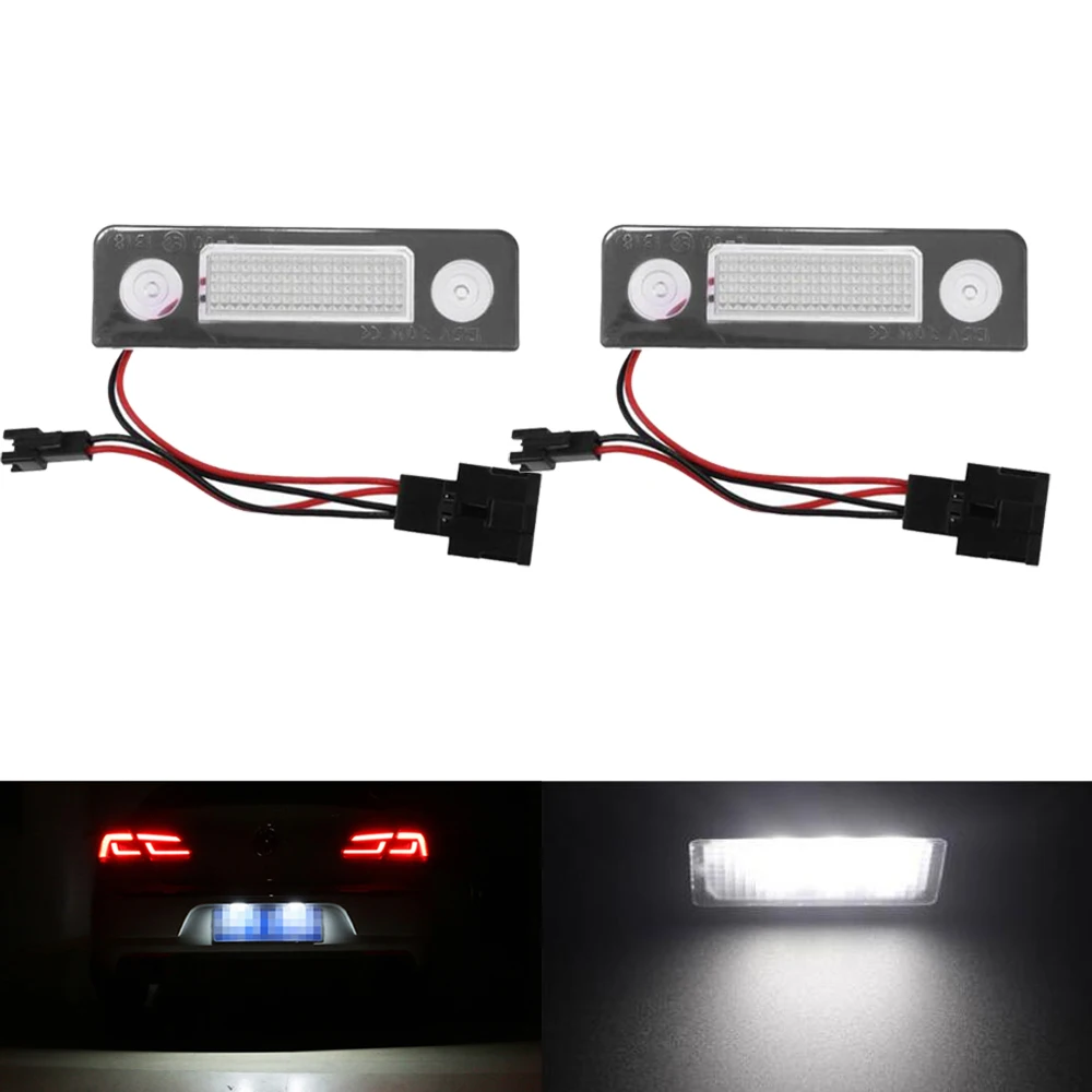 

2Pcs LED License Plate Lights Car Tail Lamp White Canbus Signal Lights For Skoda Octavia 1Z Roomster 5J Car Accessories
