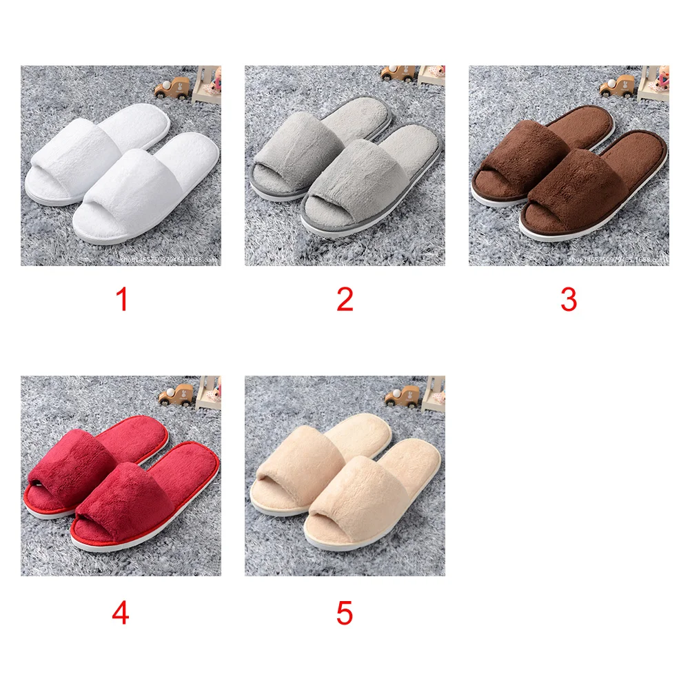 Новинка женские зимние домашние тапочки унисекс с открытым носком фланелевые