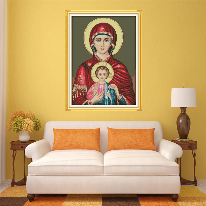 Joy Sunday Наборы для вышивания крестиком Святая Мать и сын серии узоры 11CT 14CT Вышивальная нить фирмы DMC Счетный напечатанный набор для рукоделия
