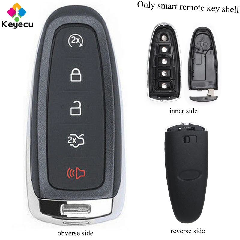Запасной смарт ключ KEYECU для замены с 5 кнопками и вставкой необработанное лезвие