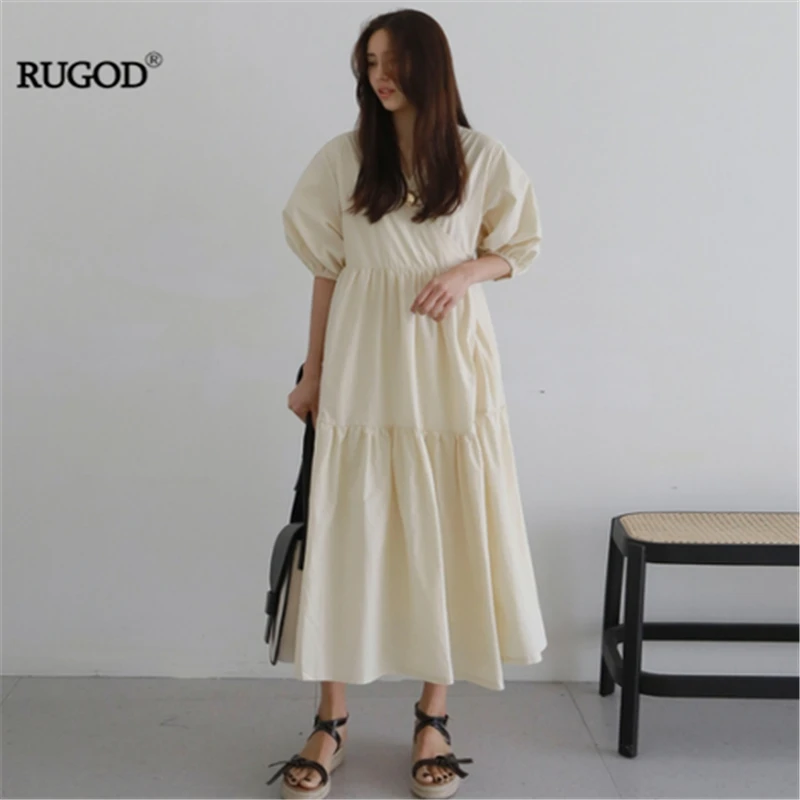 RUGOD Лето 2019 ретро платье на шнуровке женское Модное пышное А силуэта для дам