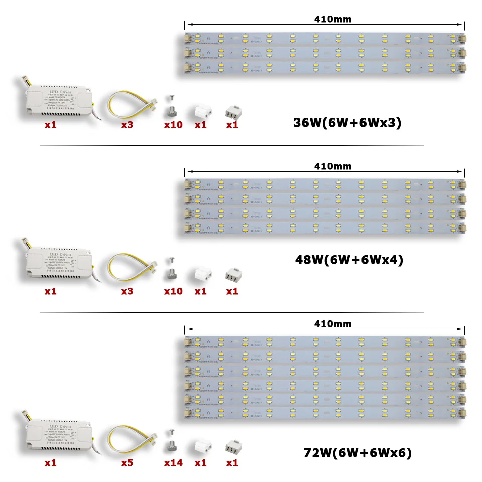 Tira de luces de aluminio SMD5730, Kits de LED PCB, 24/36/48/64/80W, placa de lámpara de 220V, luz de techo cambiable, reemplazo de tubo, reequipamiento, PCB