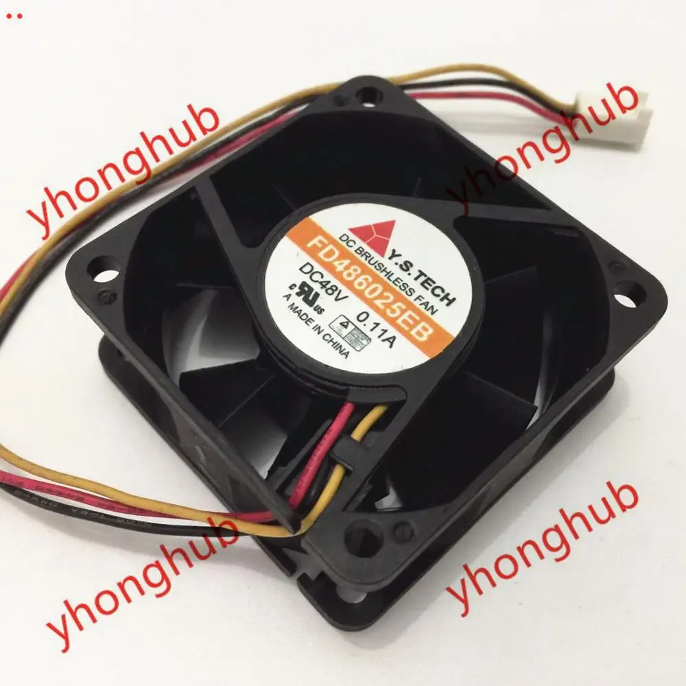 Y.S.TECH FD486025EB постоянного тока 48В 0.11A 60x60x25 мм 3 Провода Сервер вентилятор