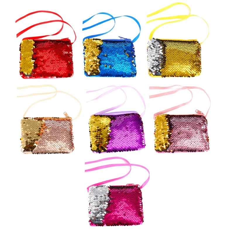 Женский квадратный кошелек с блестками и русалочкой детский бумажник монетницей