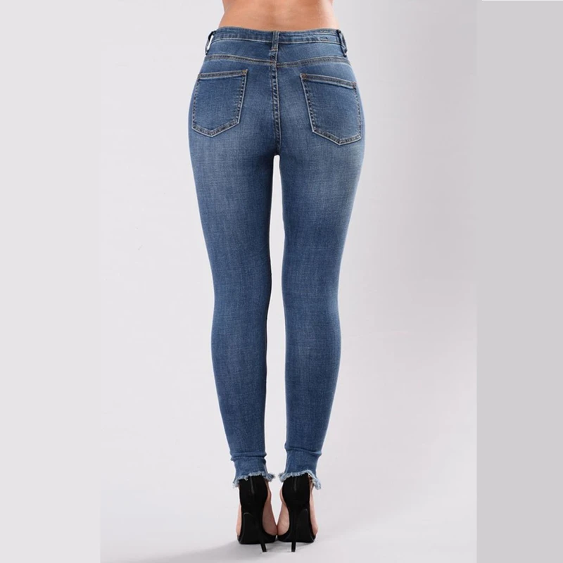 

New Hole Pencil Pants ripped jeans for woman skinny jeans woman Embroidery denim pants jean trousers pantalones vaqueros mujer