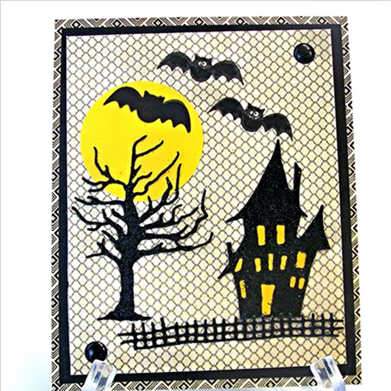 Хэллоуин Spook дом металлические режущие штампы трафарет для DIY скрапбукинга