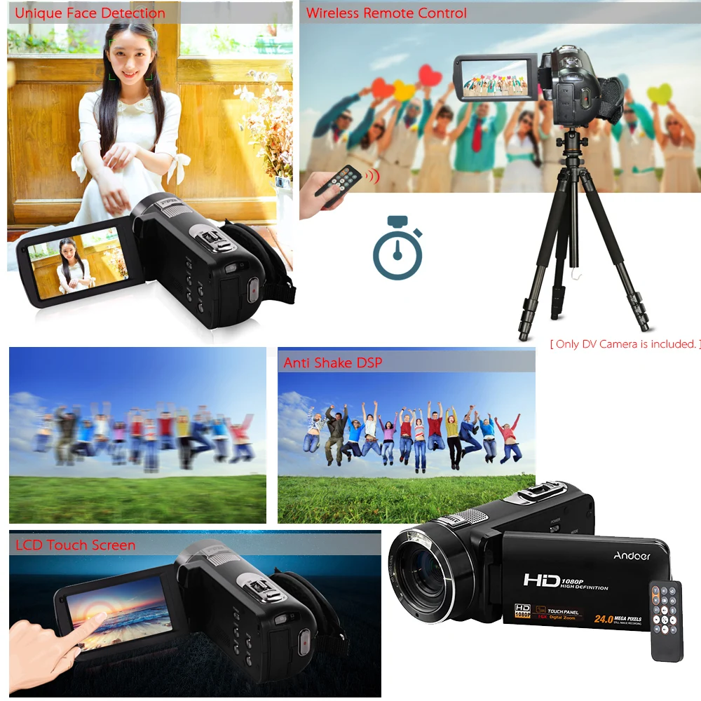 Andoer HDV-Z8 1080P Full HD Цифровая видеокамера 16x цифровой зум с цифровым поворотом lcd сенсорный экран Макс. 24 мегапикселя