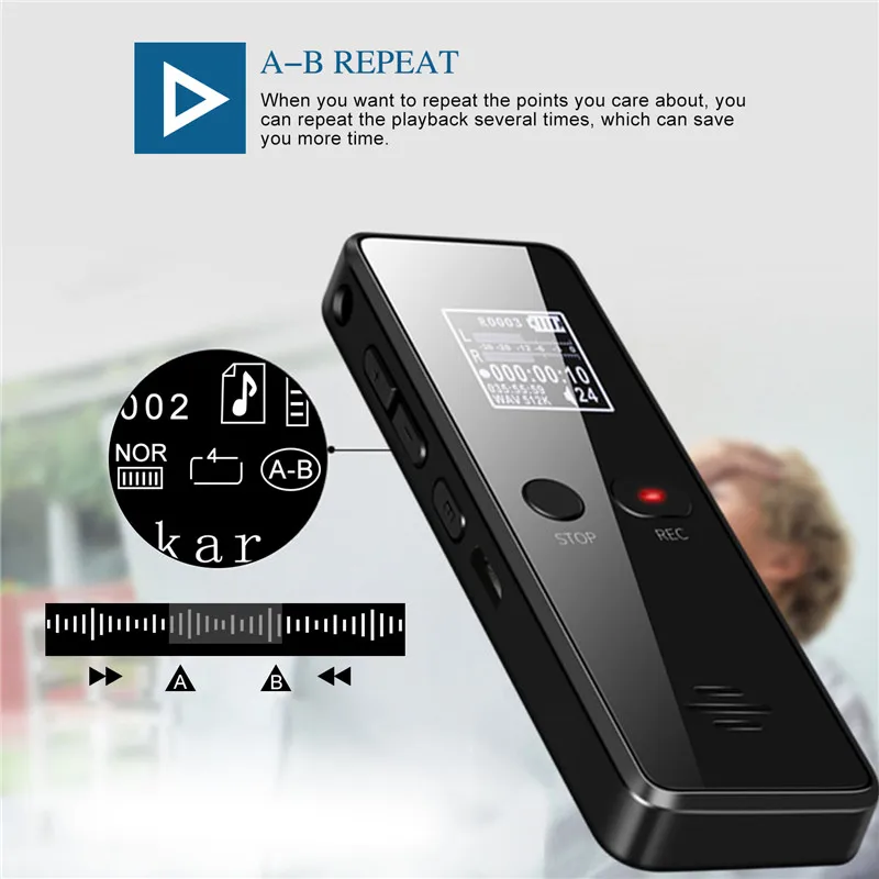 8 Гб Профессиональный цифровой Аудио Диктофон флэш накопитель мини MP3