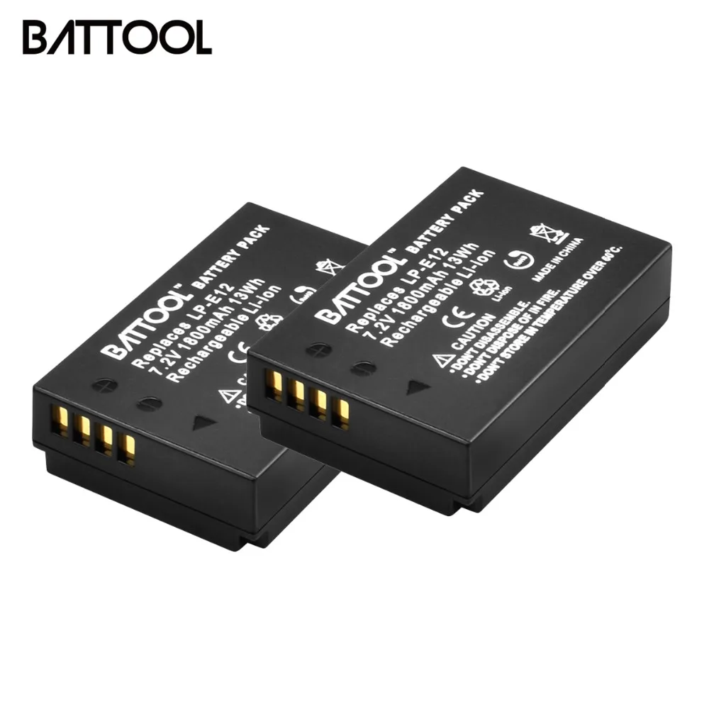 2 упаковки 7 В 1800 мАч литий-ионная батарея для камеры Canon LP-E12 LPE12 LP E12 EOS 100D Kiss X7 Rebel SL1