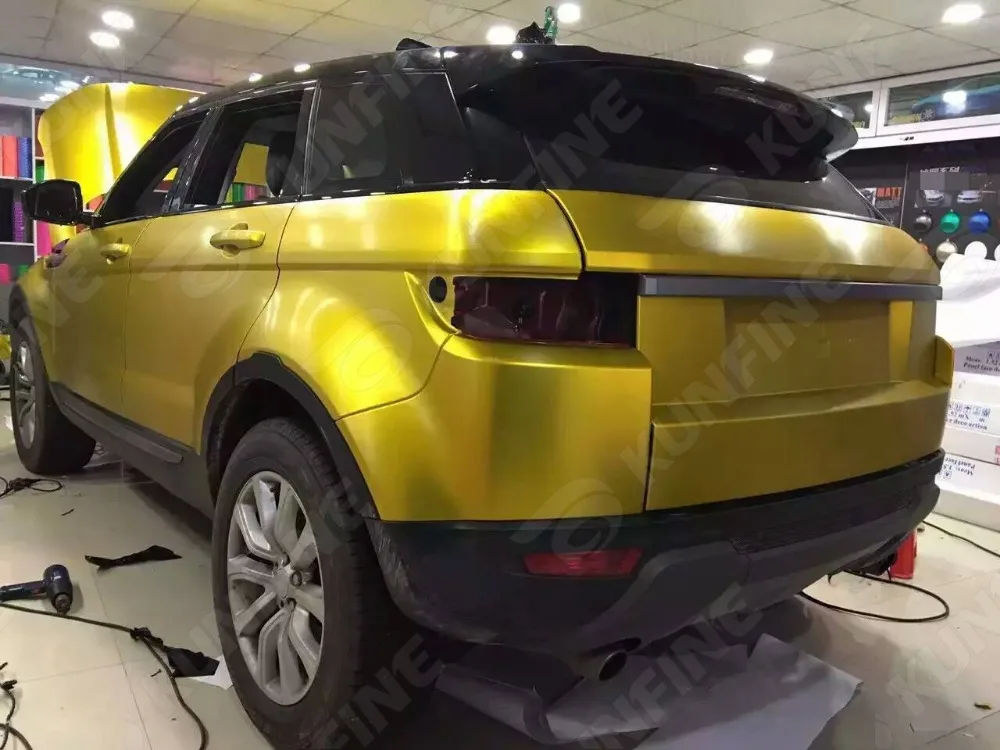 Стайлинг автомобиля обертка холодная матовая Золотая Автомобильная виниловая