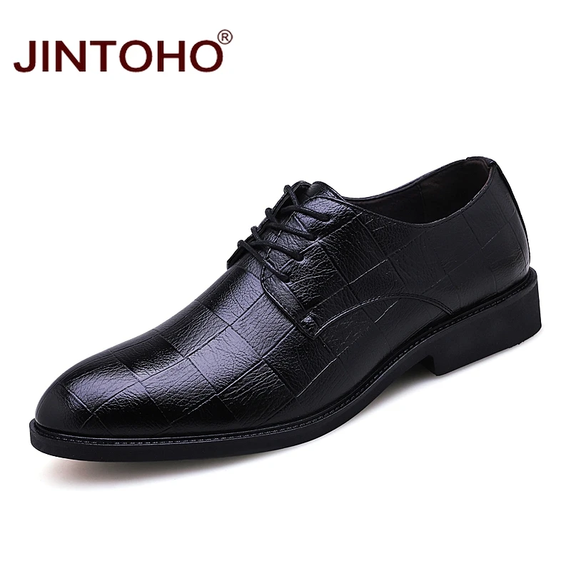 Туфли JINTOHO мужские кожаные брендовая модная повседневная обувь черные лоферы