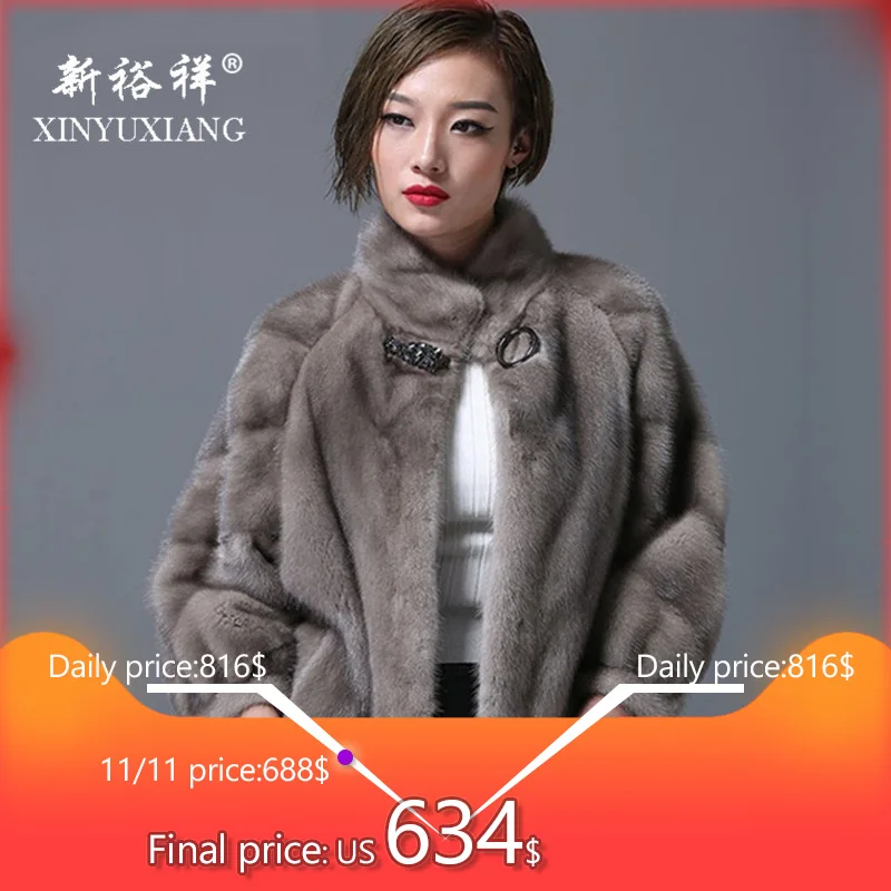 XINYUXIANG Роскошная Шуба из натурального меха норки женская модная Толстая теплая