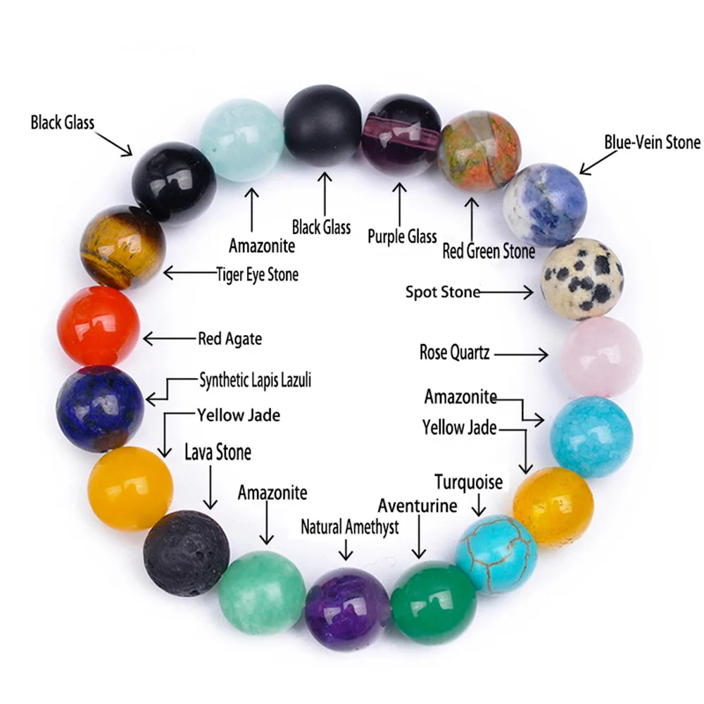 

8/10mm Natural Multi Color Stone Beads Bracelet Hand Beaded Men or Women's Energy Crystal Onyx Chakra Reiki Bracelet Wholesale