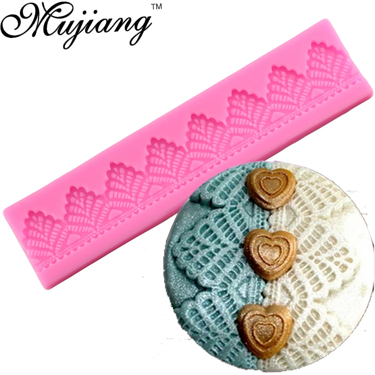 Mujiang DIY цветок лист силиконовый кружевной коврик помадка торт границы формы