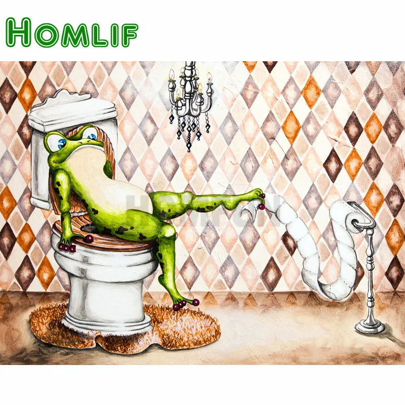 HOMLIF камни в форме ромба/круглый дрель 5D DIY алмазная живопись лягушка на унитаз 3D