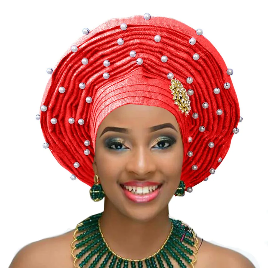 Африканский геле уже heatie Aso oke головной убор с бисером Африканский головной убор для женщин