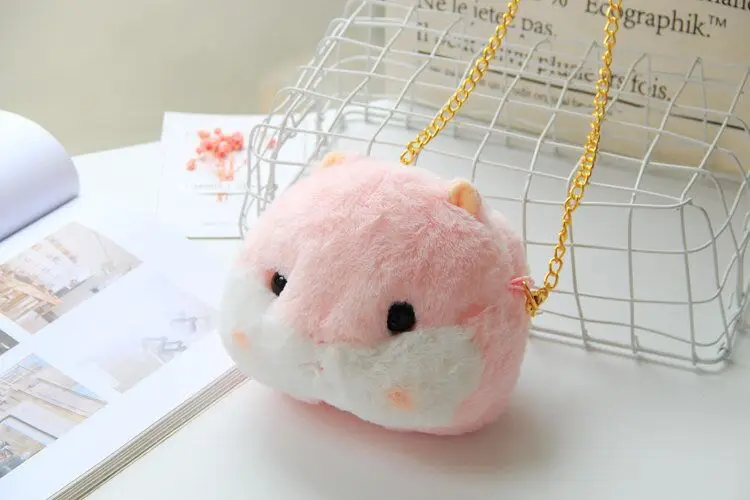1 шт. 15*19 см Kawaii Плюшевые животное Хомяк Сумка Симпатичные мягкие плечо портмоне плюшевые сумки для девочек детей подарок на день рождения