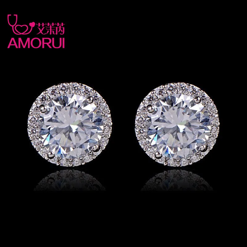 AMORUI с серебряным покрытием 4 зубцами круглой бриллиантовой огранки Сона 1 карат