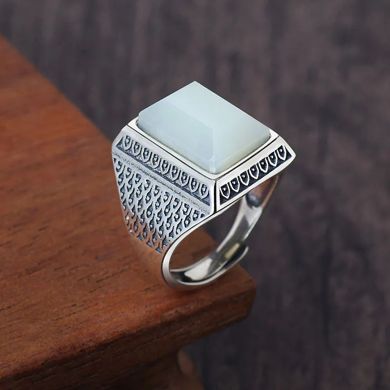Горячая Кольца мальчиков Anel Masculino кольца Anillos Hetian S925 инкрустированные с мужским кольцом кормушки подарочный сертификат