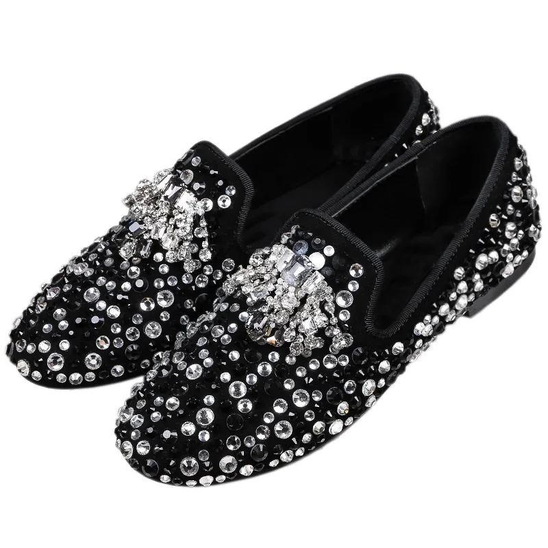 Luxury Shoes Women Designers Sliver Blue Gold Crystal Embellished Flats Round Toe Shallow Casual Loafers Woman Dress | Обувь