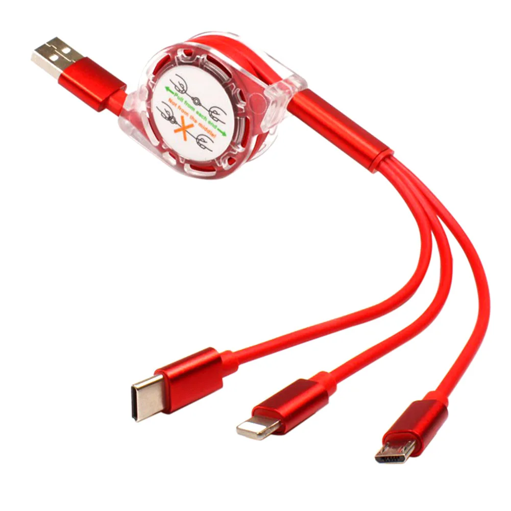 Мульти зарядный кабель шнур 3 в 1 Тип C Micro USB выдвижной для мобильного телефона JLRJ88