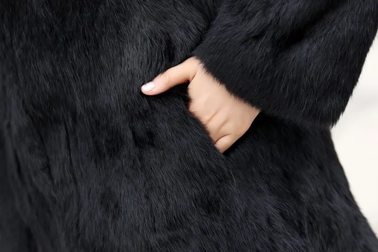 Супер длинная шуба из натурального кроличьего меха изготовленная по