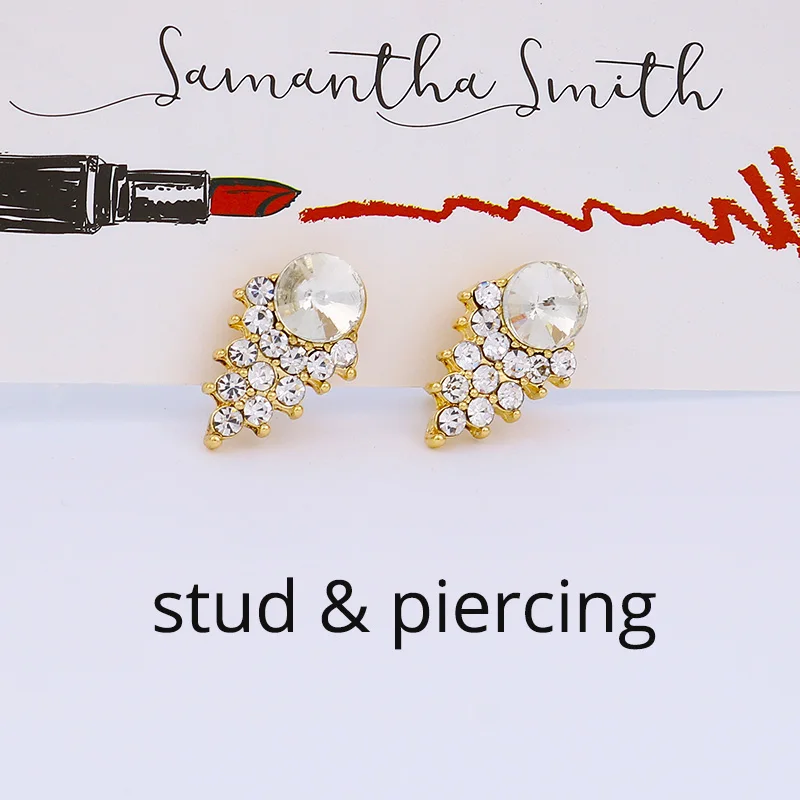 stud crystal Корейские милые серьги-клипсы без пирсинга для женщин и девочек с искусственным жемчугом Красные кристаллы стразы клипсы для ушей подарок на свадьбу - Окраска металла: stud crystal