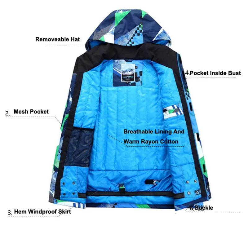 Gsou зимняя мужская водостойкая Лыжная куртка синий сноуборд одежда Спортивная