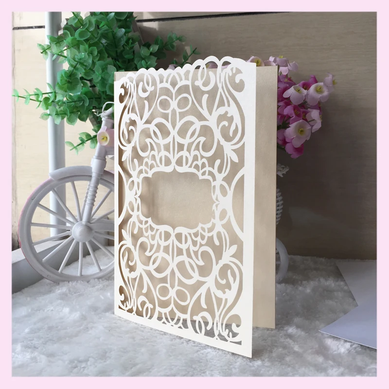 12pcs/lot Laser Cut Elegant Wedding Invitation Cards black unique birthday invitations card decorative table place | Дом и сад
