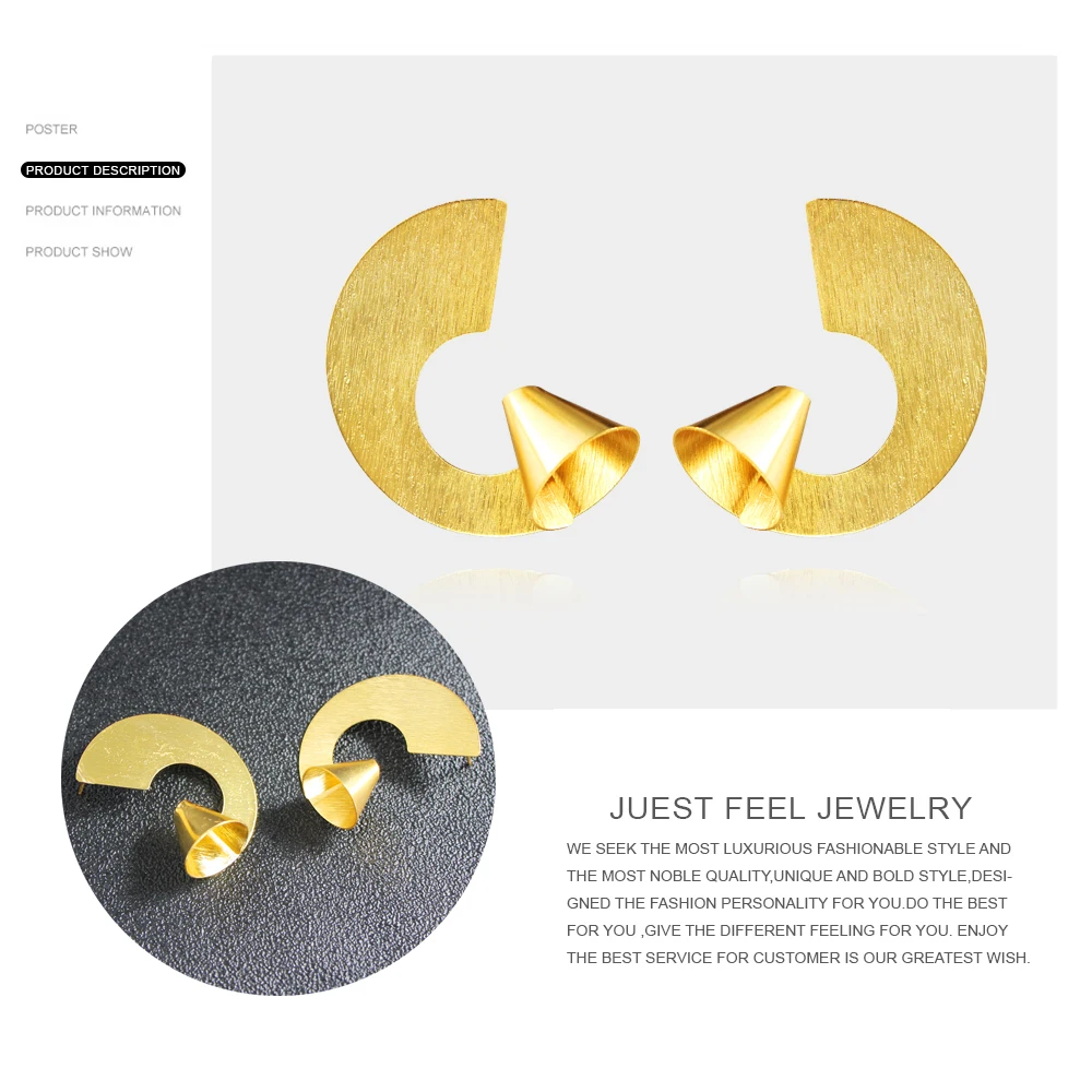 JUST FEEL 2018 Gold Color Twisted Stud Earrings for Women Punk Style Irregular Metallic Party Jewelry Boho | Украшения и