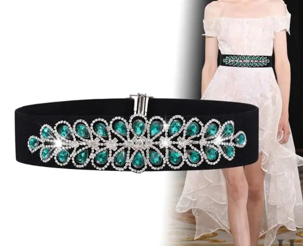 Fantastic Style Rhinestones Pearls Belt For Party Evening Dress Trendy Luxury Women Elastic Stretch Cummerbunds | Аксессуары для