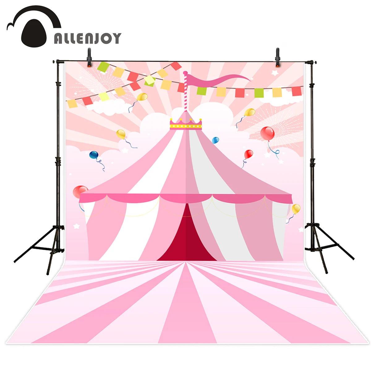 Allenjoy фон для фотосъемки розовый баннер в полоску детский цирк день рождения