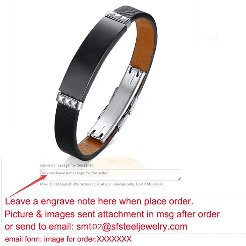 add engrave bracelet Регулируемый кожаный браслет, мужской, черный, нержавеющая сталь, персонализированный, Бог больше, чем высокие и низкие, женский, сделай сам, на запястье, сделай сам - Окраска металла: add engrave bracelet