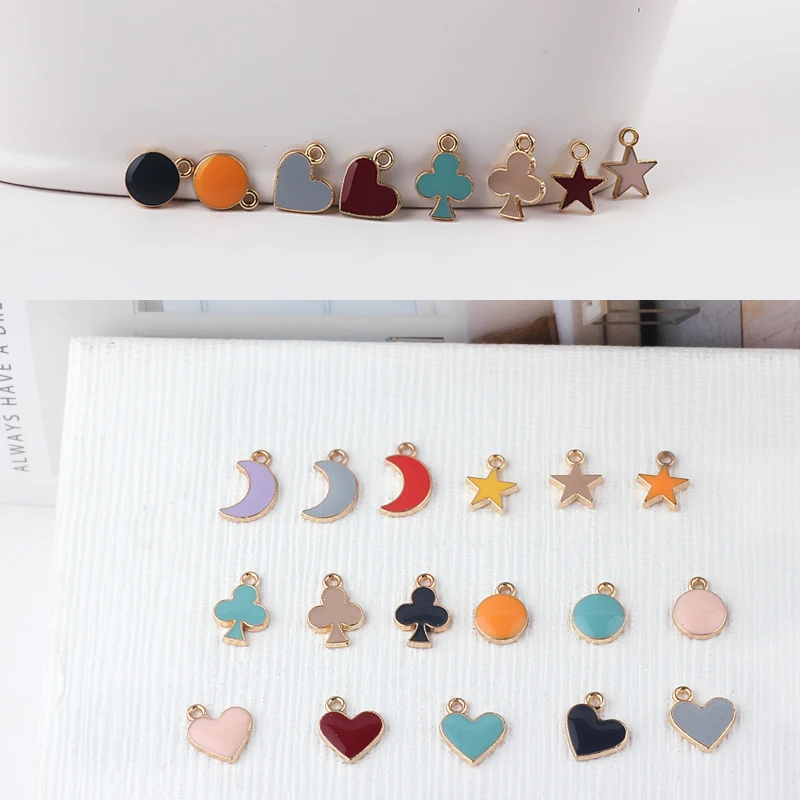 50 шт. маленькая звезда сердце луна кулон золотой сплав Эмаль Шарм DIY Аксессуары