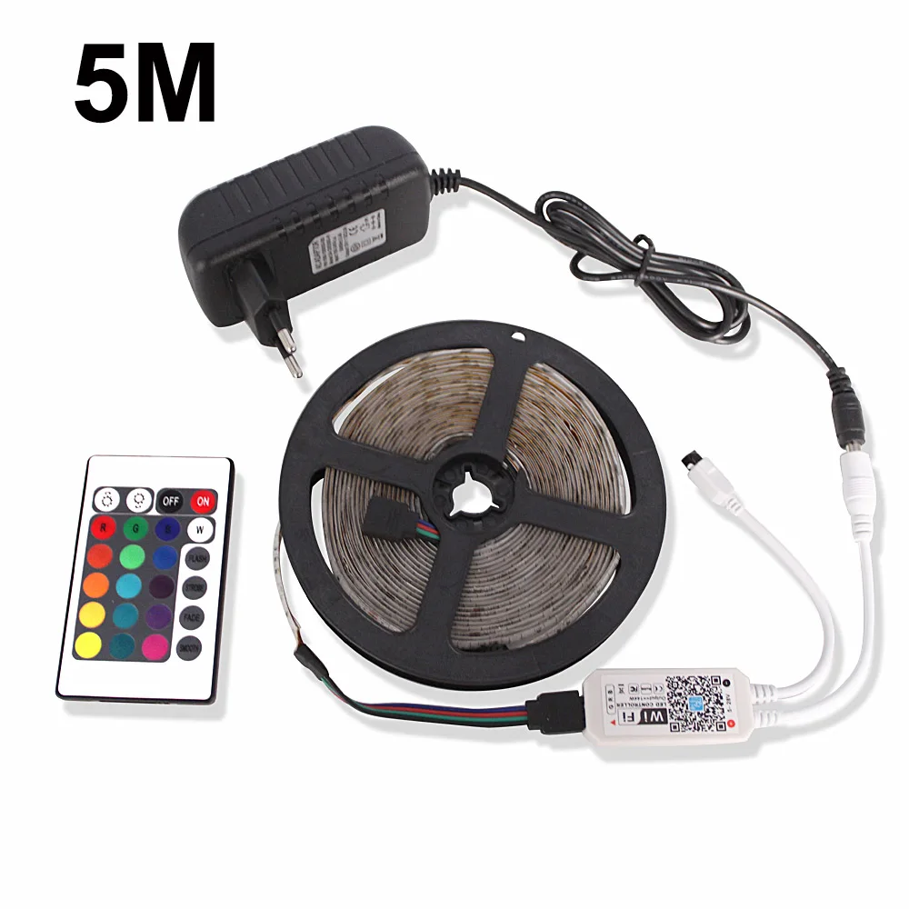 5M WiFi Set RGB Светодиодная лента 12 В 2835 10 м 15 м WiFi умный беспроводной контроллер гибкий ленточный светильник приложение для Google Home Alexa Ambi светильник ТВ светильник s - Испускаемый цвет: 5M WiFi Set