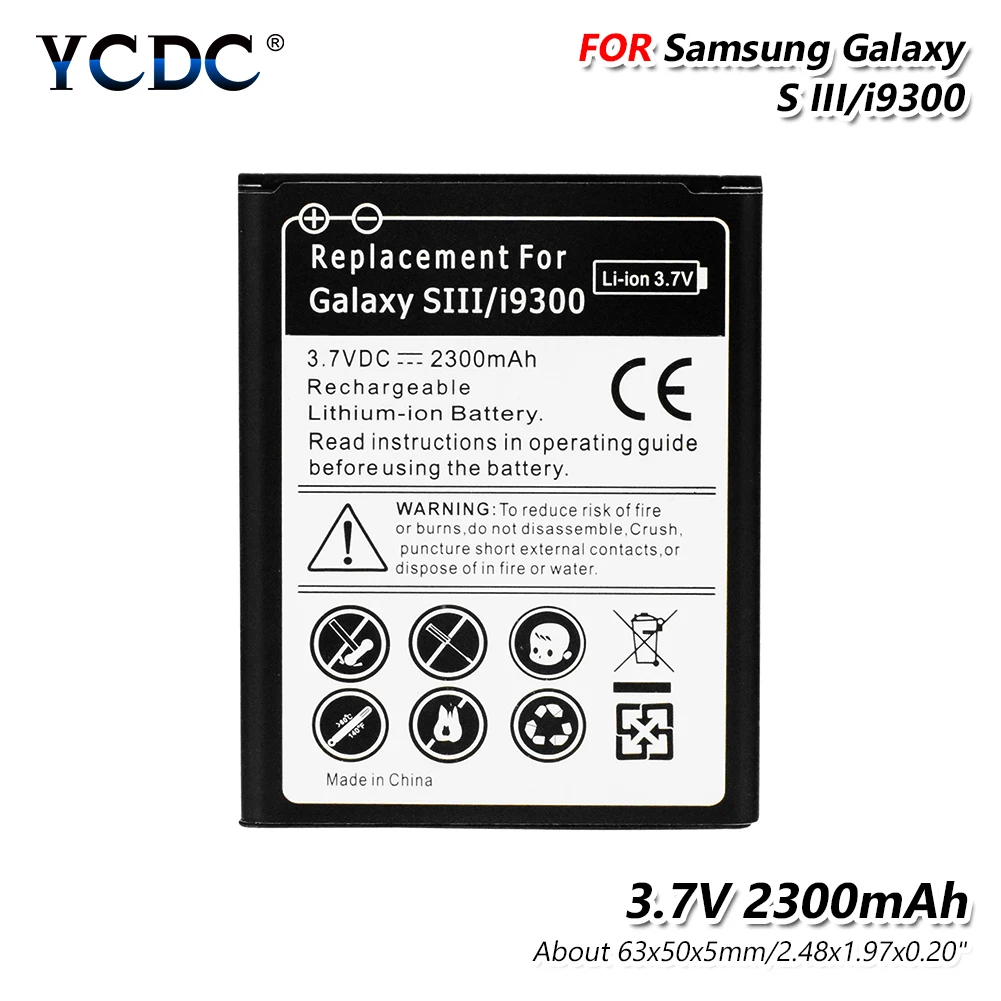 Прочный 3,7 V 2300mAh литий-ионный аккумулятор для samsung Galaxy S3 GT-i9300 I747