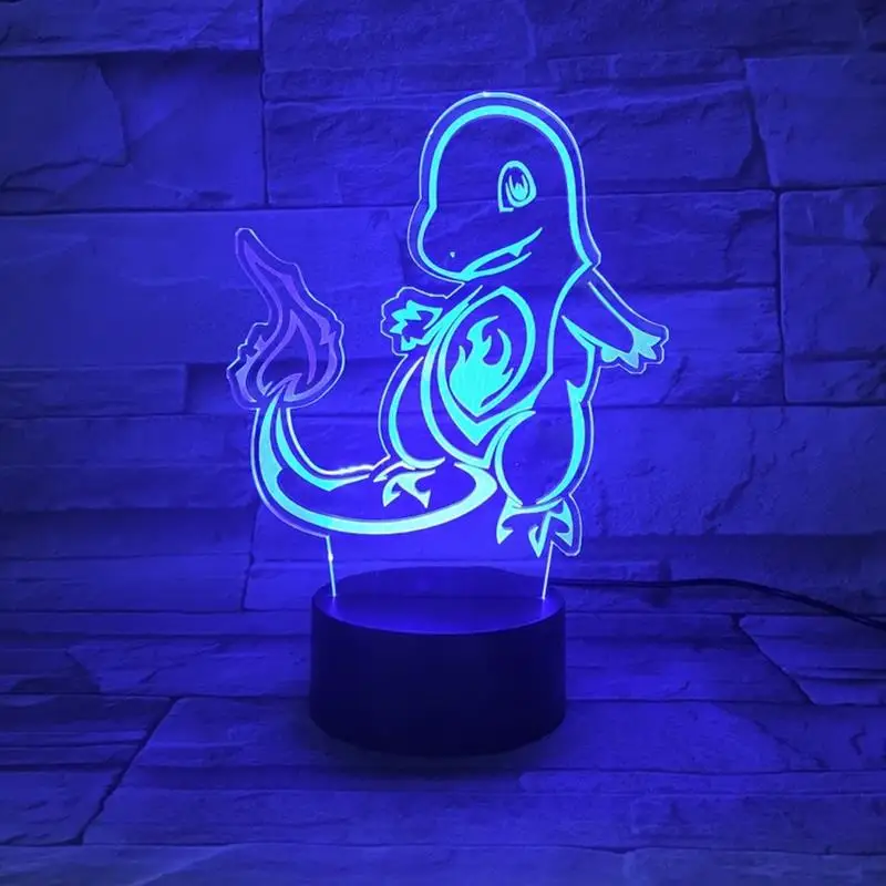 Мультфильм 3D лампа Покемон игровые фигурки огонь Дракон Charmander ночник светодиодный светильник многоцветный детский подарок Детские Игрушки Гаджеты