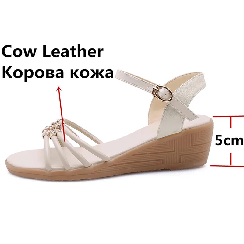 CONASCO/босоножки на танкетке из натуральной кожи Женская повседневная обувь с