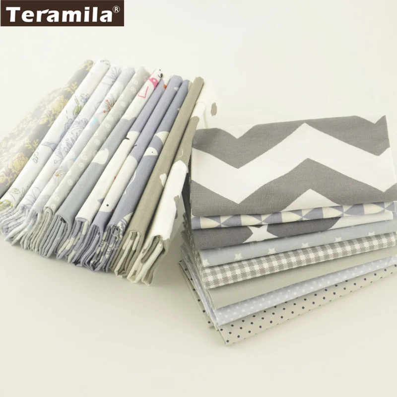 Хлопок Teramila ткань цвет: серый и белый украшение постельного белья|charm packs|quilting charm