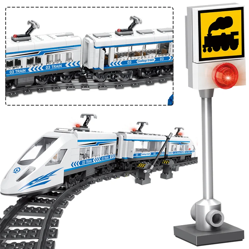 

City RC Railway Series city High-tech series Train Station High-speed Rail Building Blocks 583pcs Bricks Toys For Boys